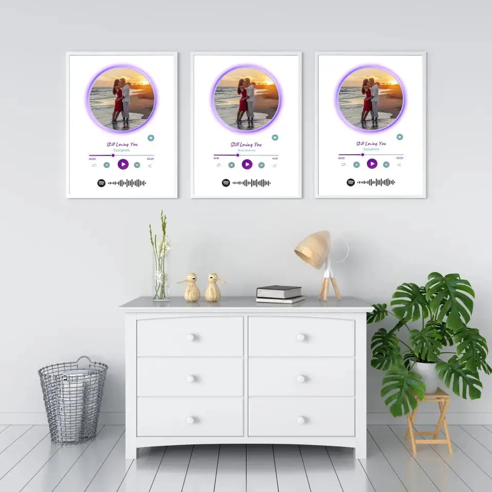 Personalizuotas Spotify muzikos grotuvo įrėmintas plakatas su jūsų nuotrauka, daina ir spotify kodu Posteris(Plakatas) - dovanokis.lt