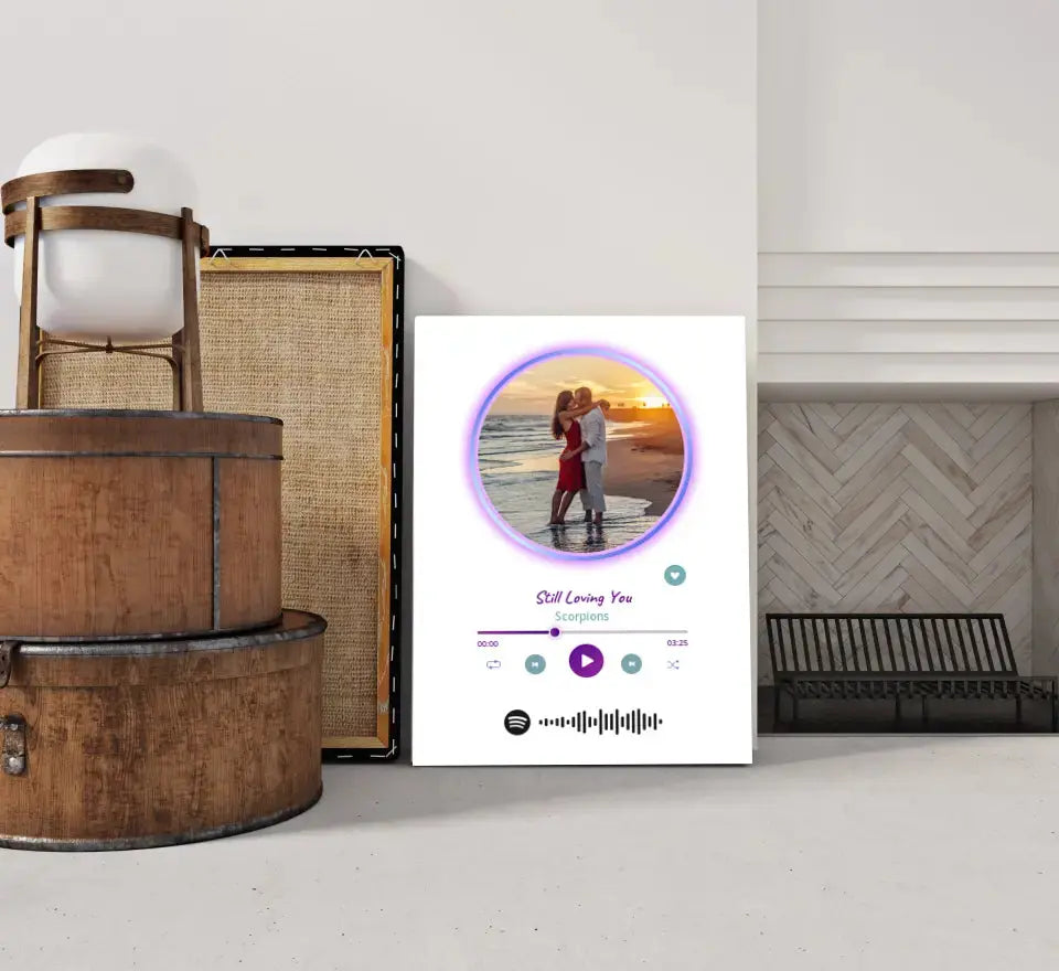 Personalizuotas Spotify muzikos grotuvas ant drobės su jūsų nuotrauka, daina ir spotify kodu Drobe - dovanokis.lt