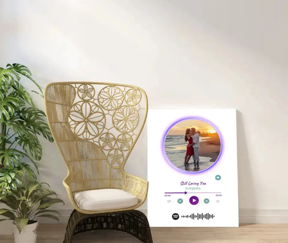 Personalizuotas Spotify muzikos grotuvas ant drobės su jūsų nuotrauka, daina ir spotify kodu Drobe - dovanokis.lt