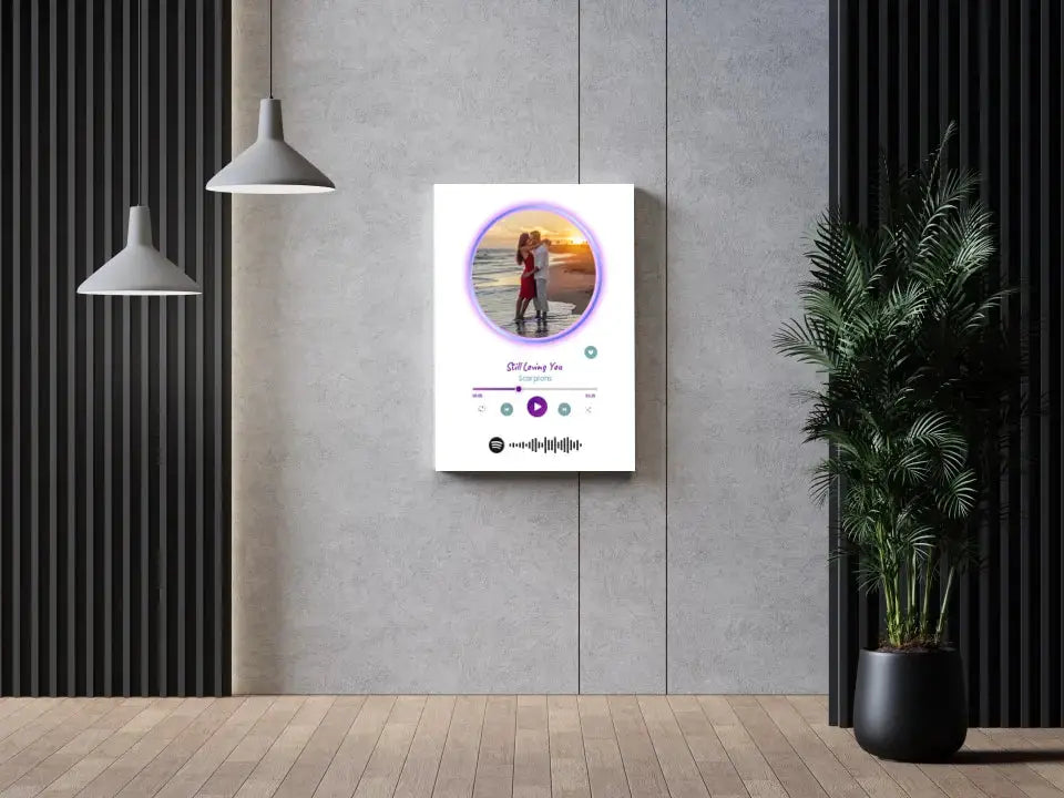 Personalizuotas Spotify muzikos grotuvas ant drobės su jūsų nuotrauka, daina ir spotify kodu Drobe - dovanokis.lt