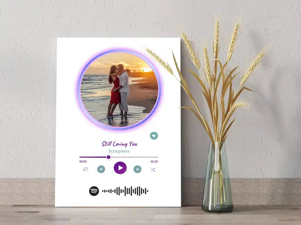 Personalizuotas Spotify muzikos grotuvas ant drobės su jūsų nuotrauka, daina ir spotify kodu Drobe - dovanokis.lt