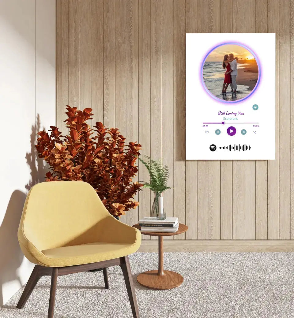 Personalizuotas Spotify muzikos grotuvas ant drobės su jūsų nuotrauka, daina ir spotify kodu Drobe - dovanokis.lt