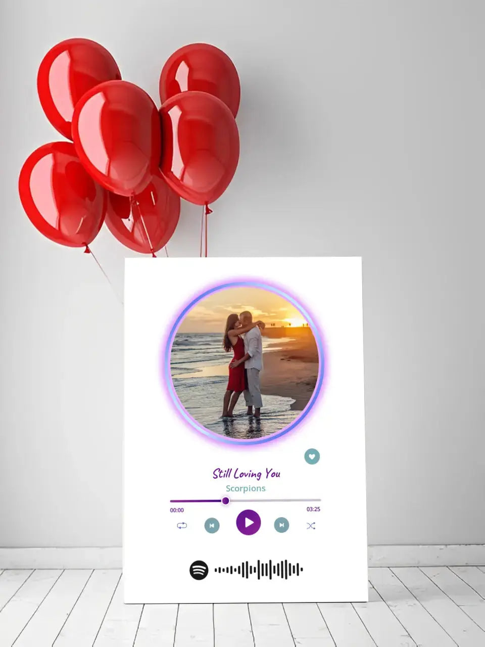 Personalizuotas Spotify muzikos grotuvas ant drobės su jūsų nuotrauka, daina ir spotify kodu Drobe - dovanokis.lt