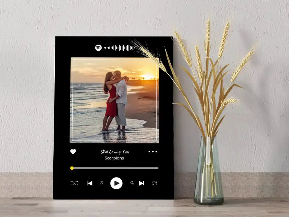 Personalizuotas Spotify muzikos grotuvas ant drobės su jūsų nuotrauka, daina ir spotify kodu Drobe - dovanokis.lt