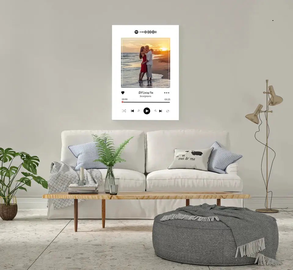 Personalizuotas Spotify muzikos grotuvas ant drobės su jūsų nuotrauka, daina ir spotify kodu Drobe - dovanokis.lt