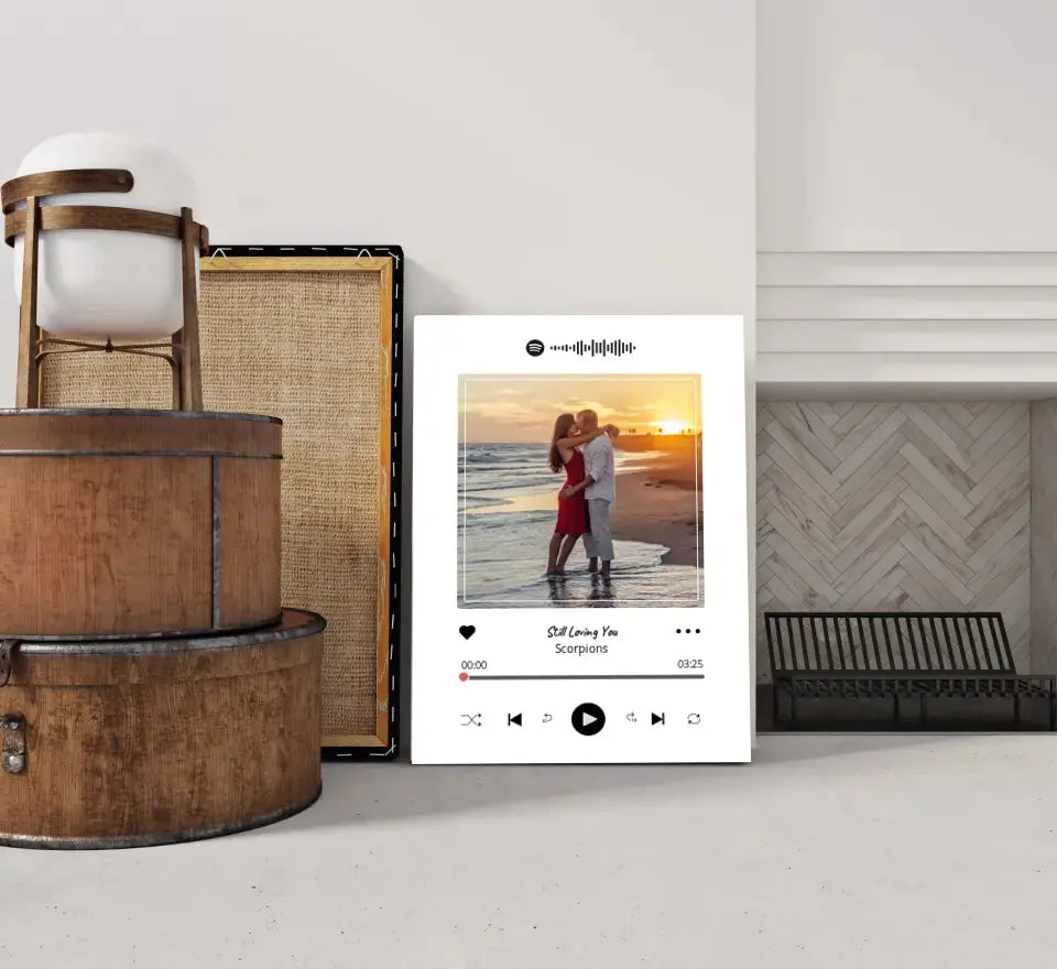 Personalizuotas Spotify muzikos grotuvas ant drobės su jūsų nuotrauka, daina ir spotify kodu Drobe - dovanokis.lt