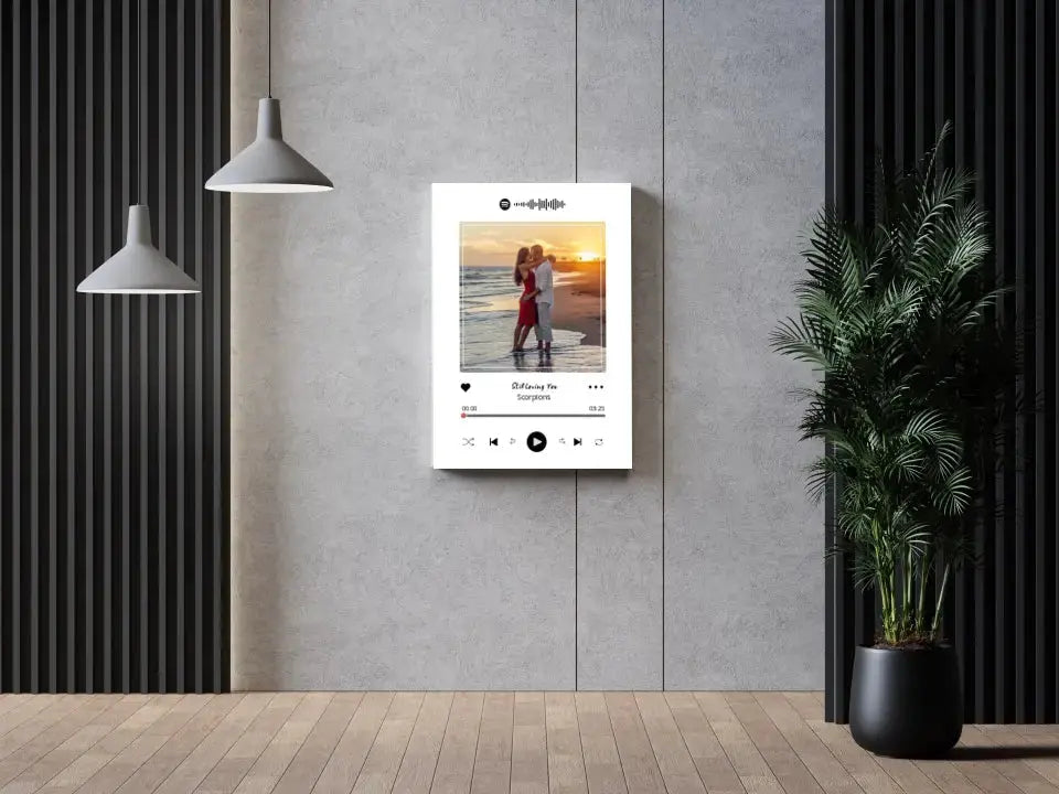 Personalizuotas Spotify muzikos grotuvas ant drobės su jūsų nuotrauka, daina ir spotify kodu Drobe - dovanokis.lt