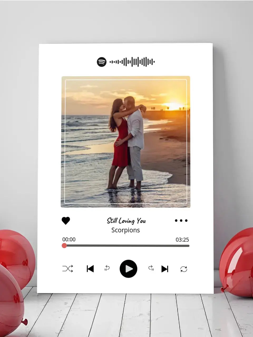 Personalizuotas Spotify muzikos grotuvas ant drobės su jūsų nuotrauka, daina ir spotify kodu Drobe - dovanokis.lt