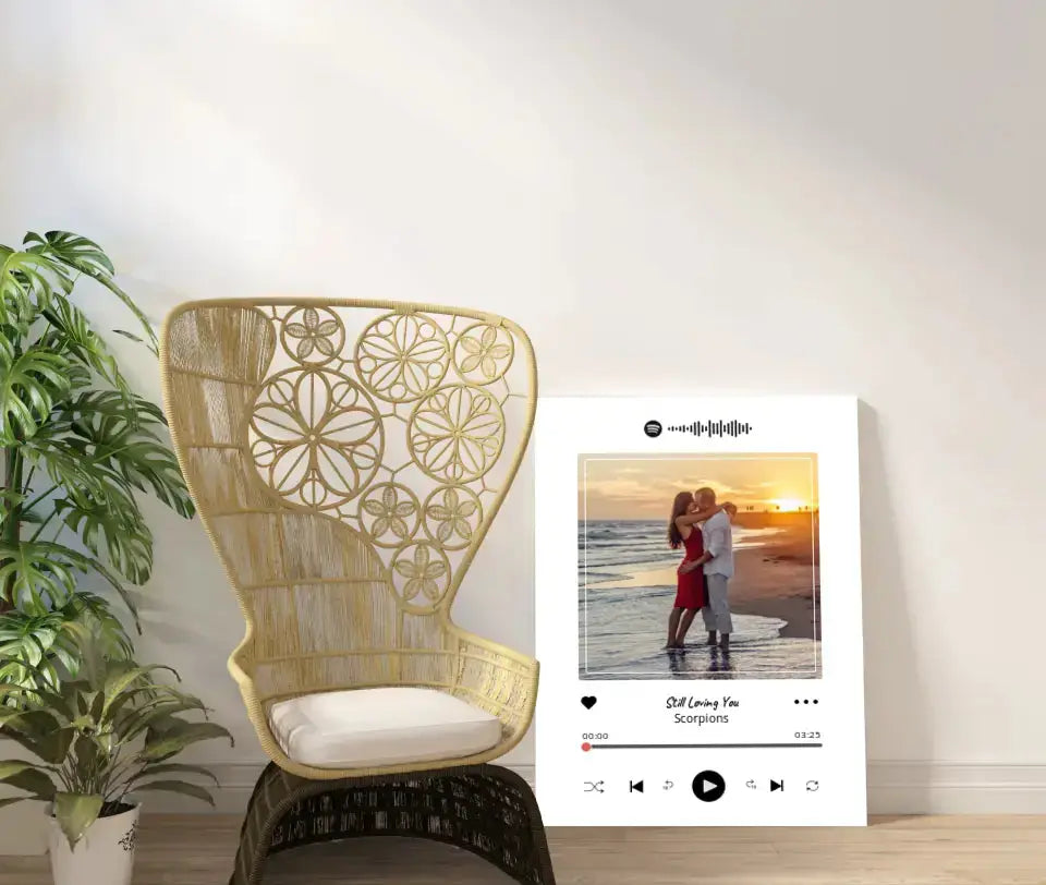 Personalizuotas Spotify muzikos grotuvas ant drobės su jūsų nuotrauka, daina ir spotify kodu Drobe - dovanokis.lt