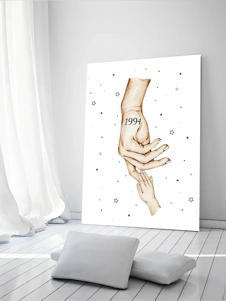 Personalizuota "Mama ir 1-4 vaikai susikibę už rankų" iliustracija ant drobės, Motinos Rankos, Naujagimio iliustracija, Menas, Laikydami rankas, Šeimos rankos Drobe - dovanokis.lt