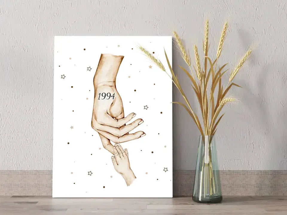 Personalizuota "Mama ir 1-4 vaikai susikibę už rankų" iliustracija ant drobės, Motinos Rankos, Naujagimio iliustracija, Menas, Laikydami rankas, Šeimos rankos Drobe - dovanokis.lt