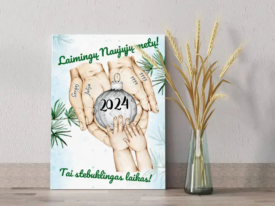 Personalizuota "Šeima ir 1-4 vaikai susikibę už rankų" iliustracija, Kalėdine iliustracija, Motinos Rankos, Naujagimio iliustracija, Menas, Laikydami rankas, Šeimos rankos Drobe - dovanokis.lt