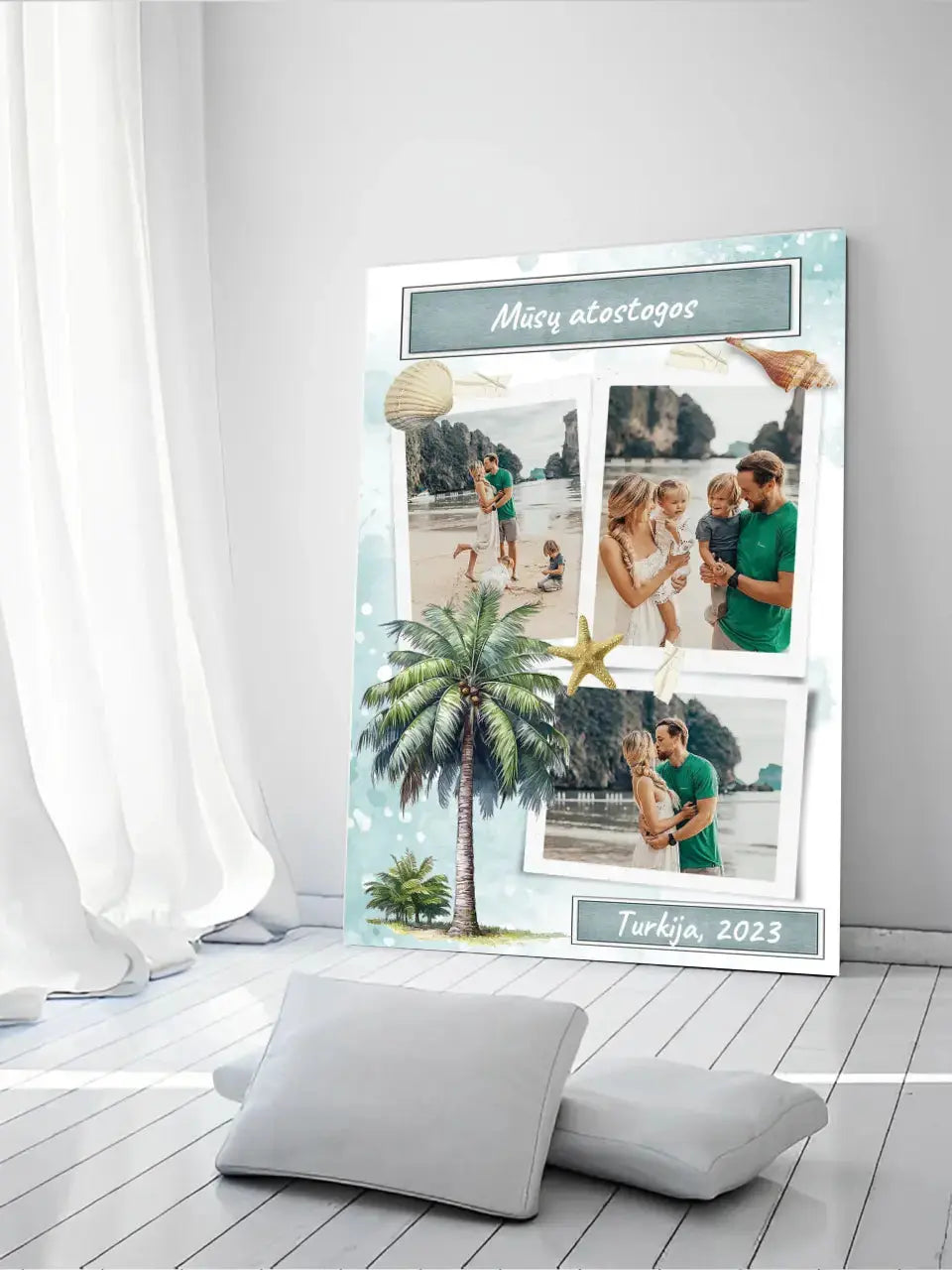 Personalizuotas mūsų šeimos atostogos spaudinys ant drobės Drobe - dovanokis.lt