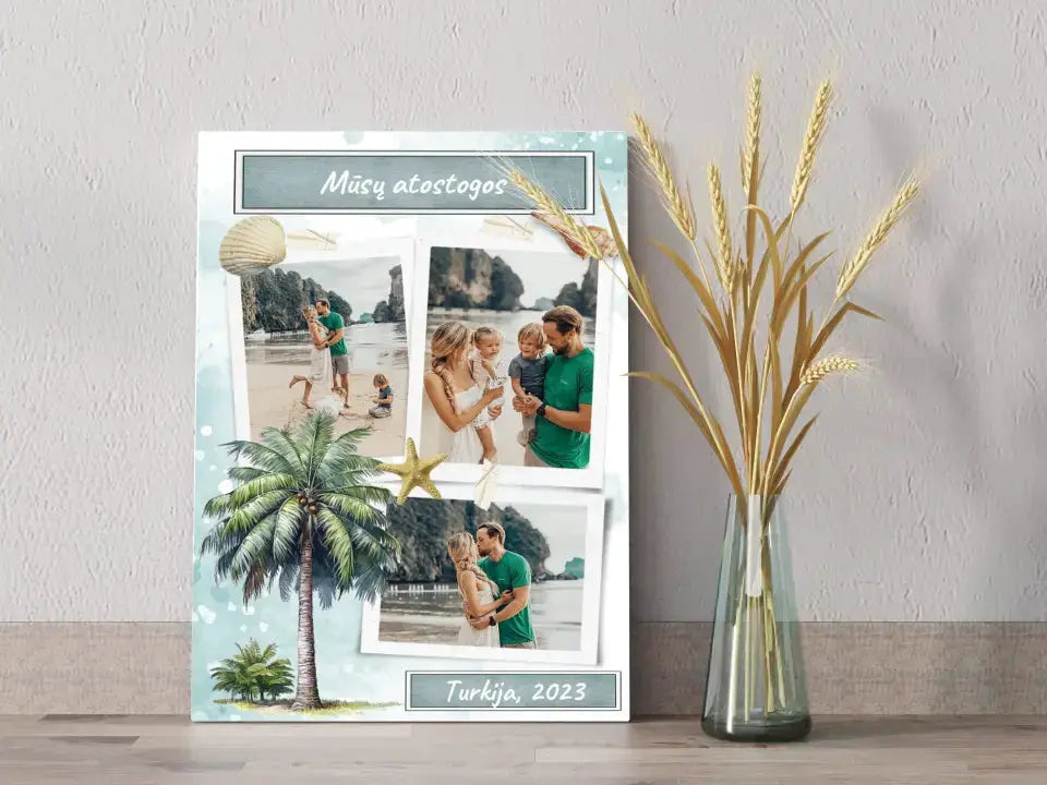 Personalizuotas mūsų šeimos atostogos spaudinys ant drobės Drobe - dovanokis.lt