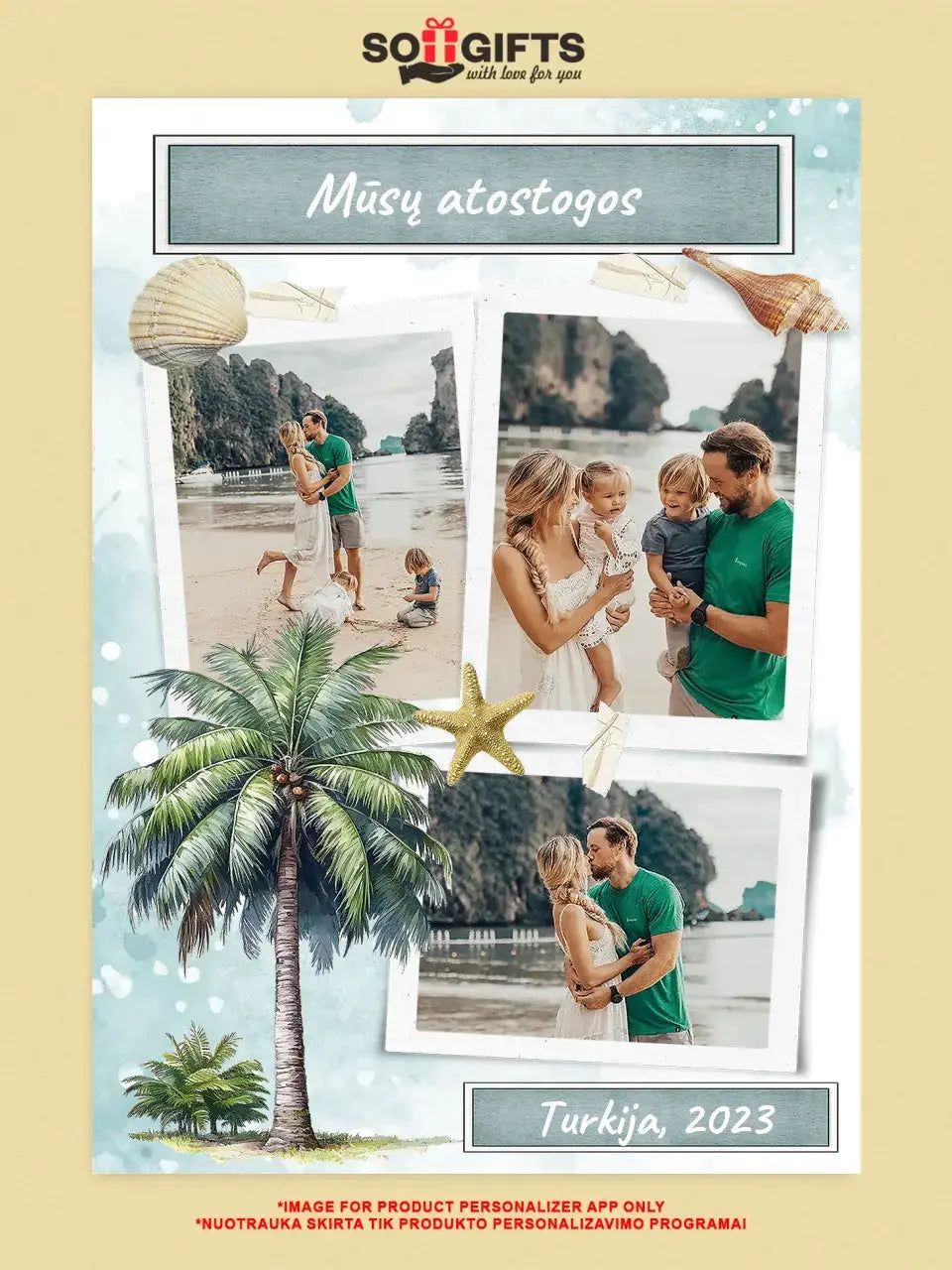 Personalizuotas mūsų šeimos atostogos spaudinys ant drobės Drobe - dovanokis.lt