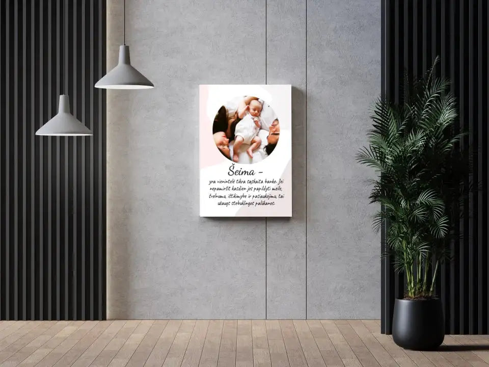Personalizuotas šeimos iliustracijos spaudinys, su jūsų nuotrauka Drobe - dovanokis.lt