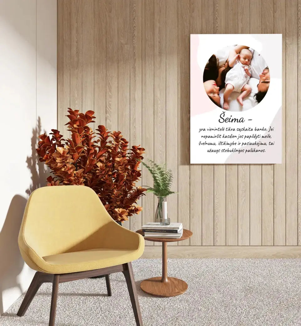 Personalizuotas šeimos iliustracijos spaudinys, su jūsų nuotrauka Drobe - dovanokis.lt