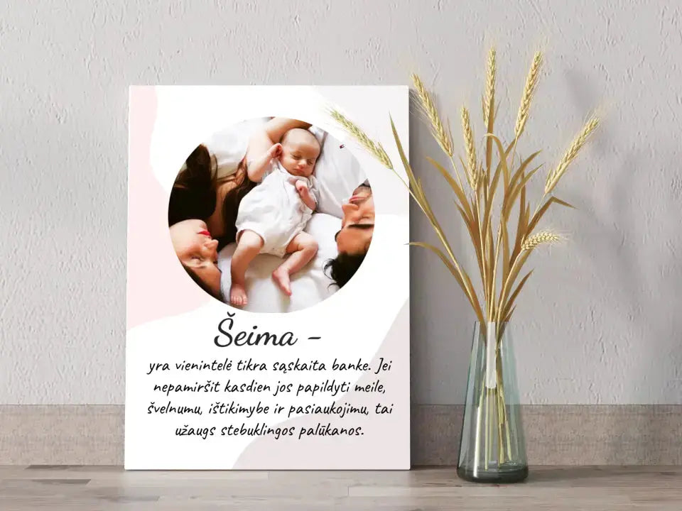 Personalizuotas šeimos iliustracijos spaudinys, su jūsų nuotrauka Drobe - dovanokis.lt