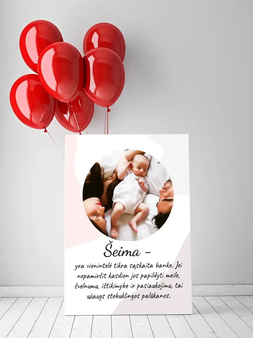 Personalizuotas šeimos iliustracijos spaudinys, su jūsų nuotrauka Drobe - dovanokis.lt