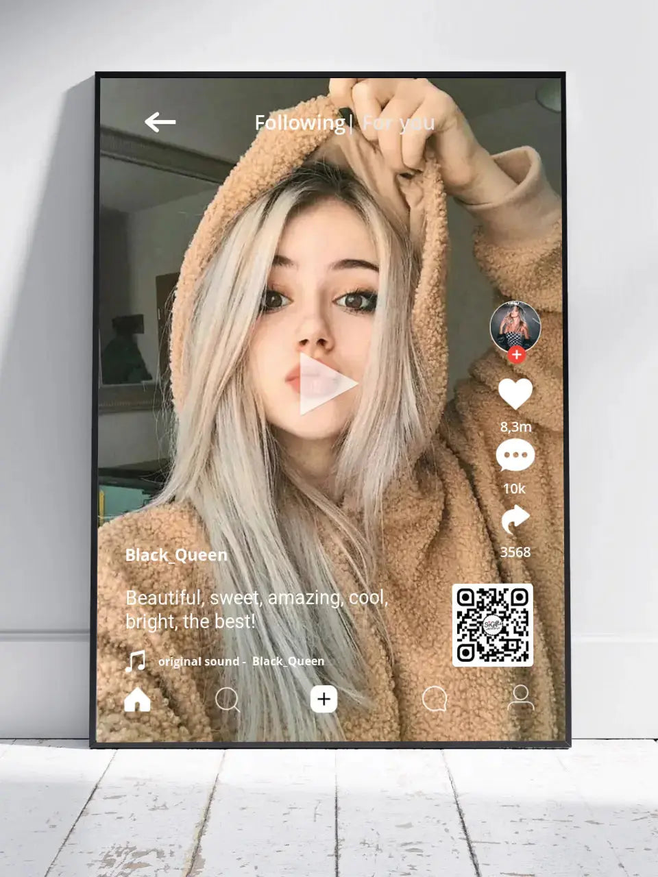 Personalizuotas "TikTok" dizaino įrėmintas plakatas su jūsų nuotrauka ir tekstais Posteris(Plakatas) - dovanokis.lt