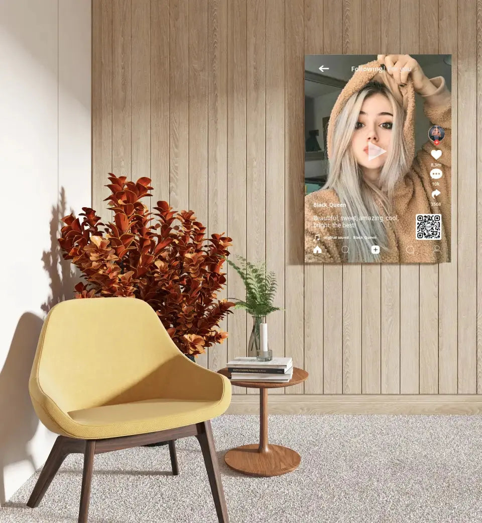 Personalizuotas "TikTok" dizaino kūrinys ant drobės su jūsų nuotrauka ir tekstais Drobe - dovanokis.lt