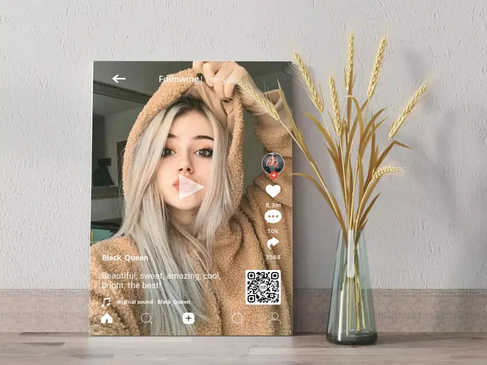 Personalizuotas "TikTok" dizaino kūrinys ant drobės su jūsų nuotrauka ir tekstais Drobe - dovanokis.lt