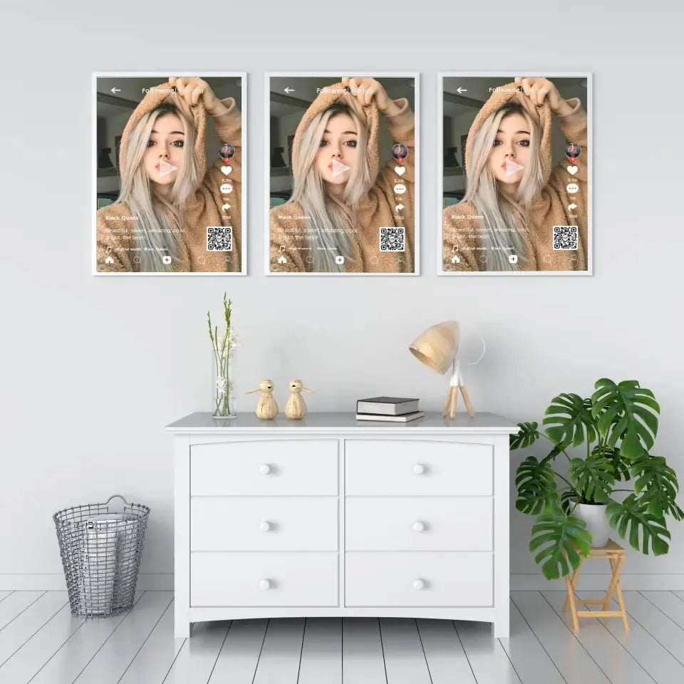 Personalizuotas "TikTok" dizaino įrėmintas plakatas su jūsų nuotrauka ir tekstais Posteris(Plakatas) - dovanokis.lt