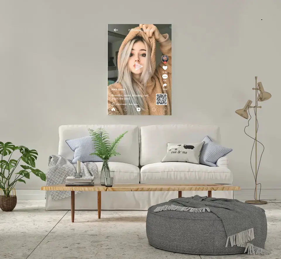 Personalizuotas "TikTok" dizaino kūrinys ant drobės su jūsų nuotrauka ir tekstais Drobe - dovanokis.lt