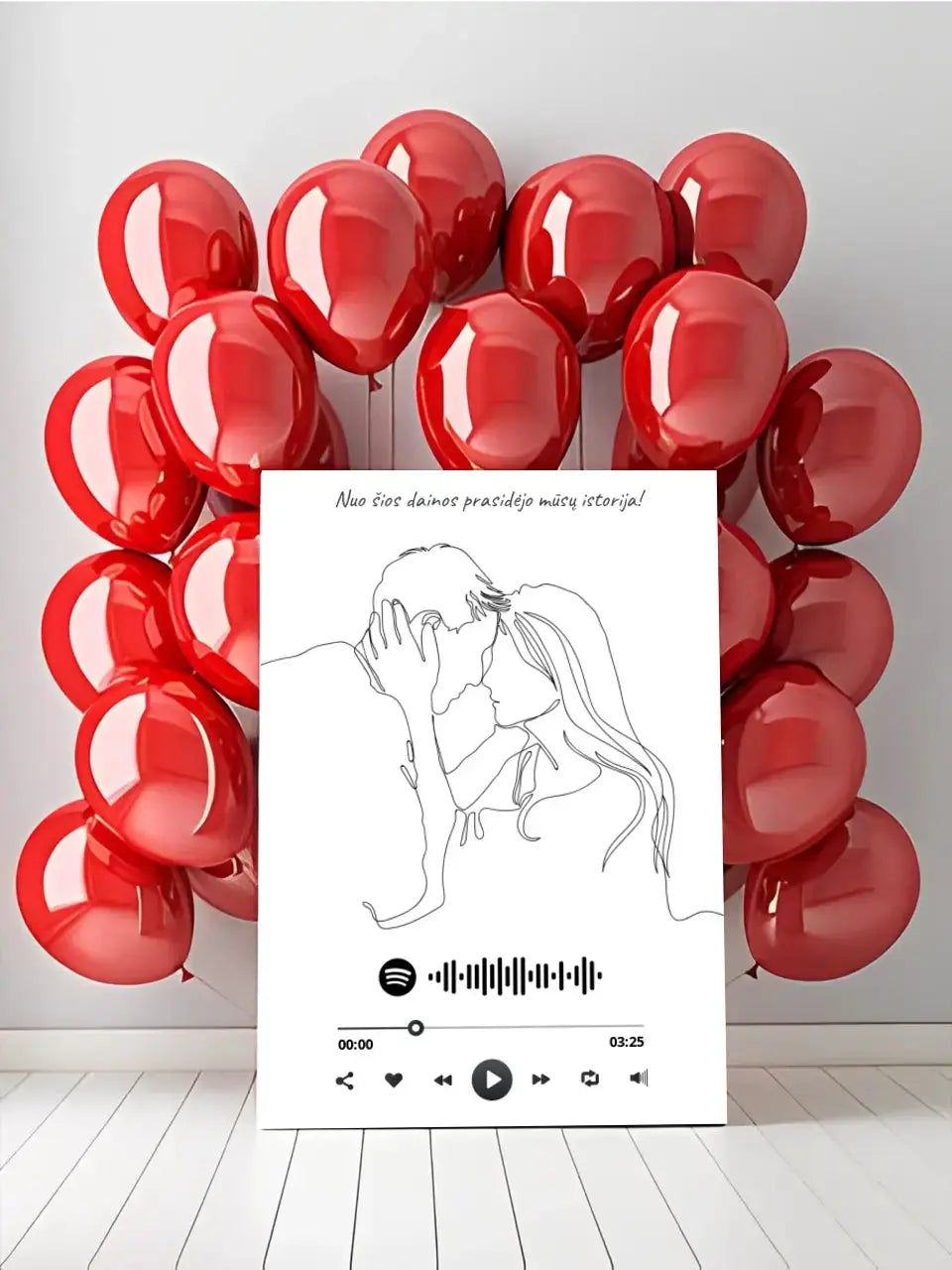 Personalizuotas Spotify muzikos grotuvas ant drobės su iliustracija, jūsų nuotrauka, daina ir spotify kodu Drobe - dovanokis.lt
