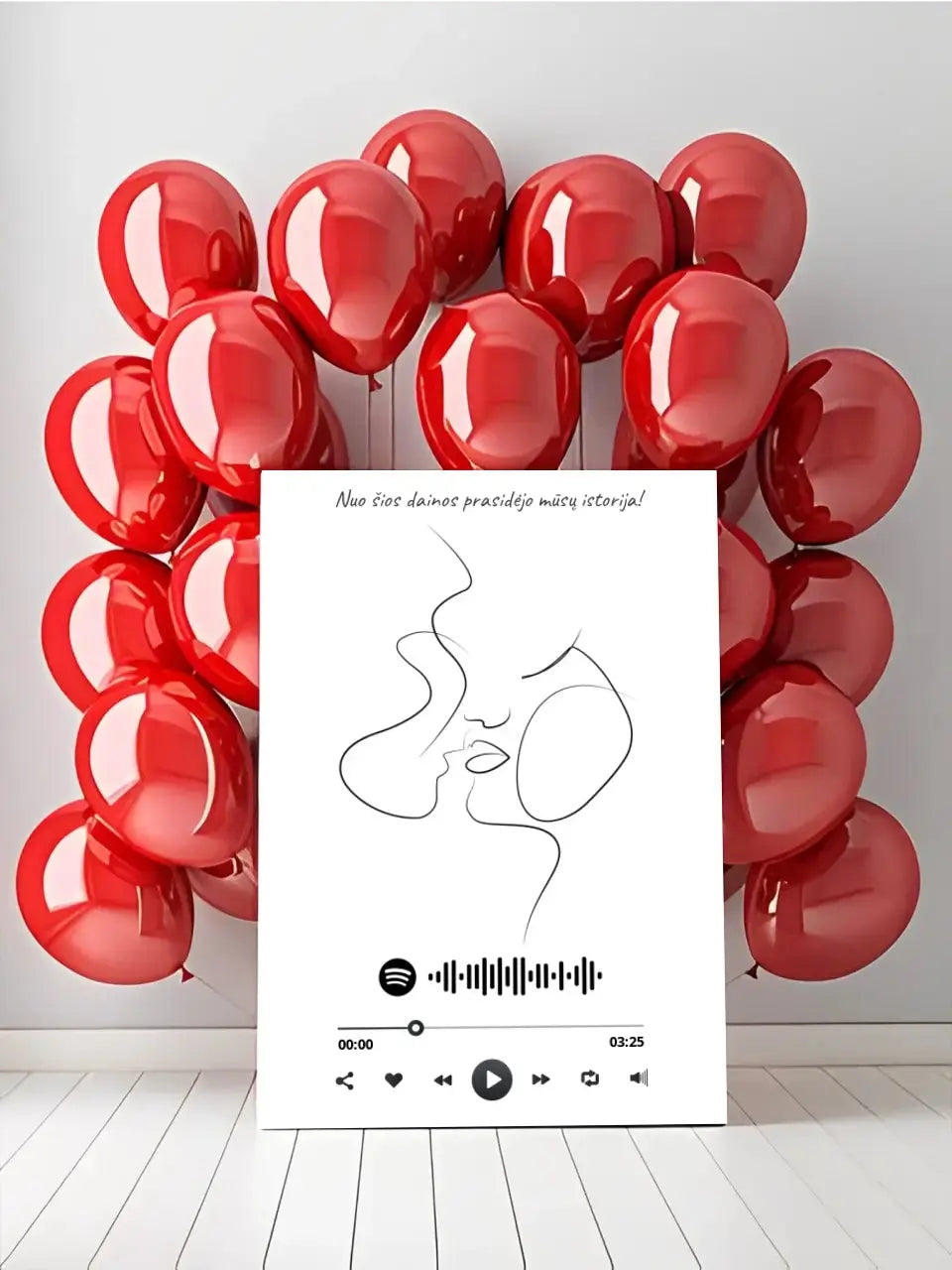 Personalizuotas Spotify muzikos grotuvas ant drobės su iliustracija, jūsų nuotrauka, daina ir spotify kodu Drobe - dovanokis.lt