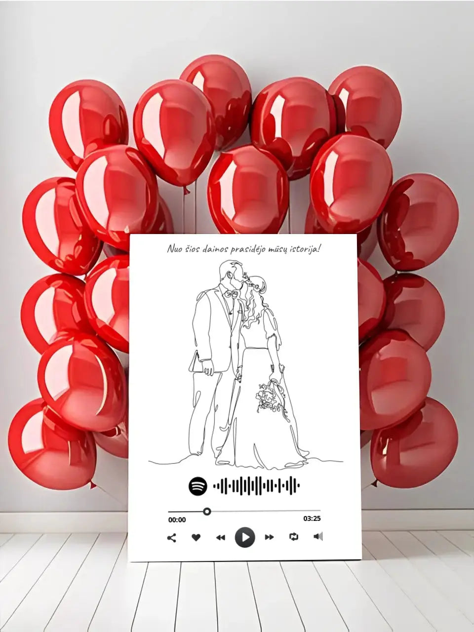 Personalizuotas Spotify muzikos grotuvas ant drobės su iliustracija, jūsų nuotrauka, daina ir spotify kodu Drobe - dovanokis.lt