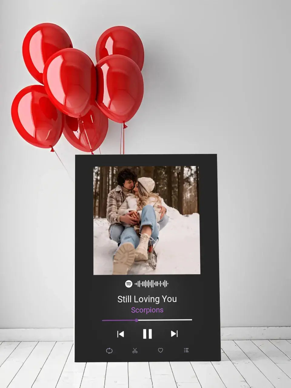 Personalizuotas Spotify muzikos grotuvas ant drobės su jūsų nuotrauka, daina ir spotify kodu Drobe - dovanokis.lt