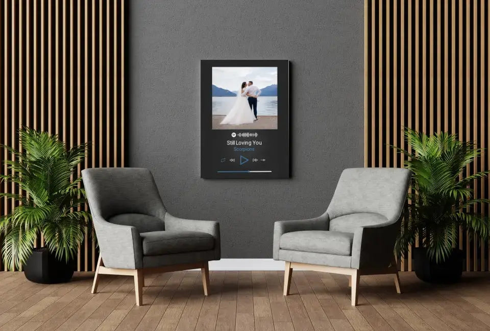 Personalizuotas Spotify muzikos grotuvas ant drobės su jūsų nuotrauka, daina ir spotify kodu Drobe - dovanokis.lt