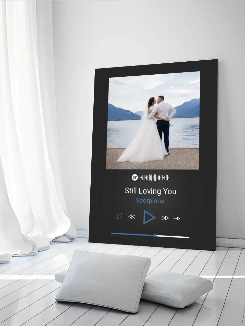 Personalizuotas Spotify muzikos grotuvas ant drobės su jūsų nuotrauka, daina ir spotify kodu Drobe - dovanokis.lt