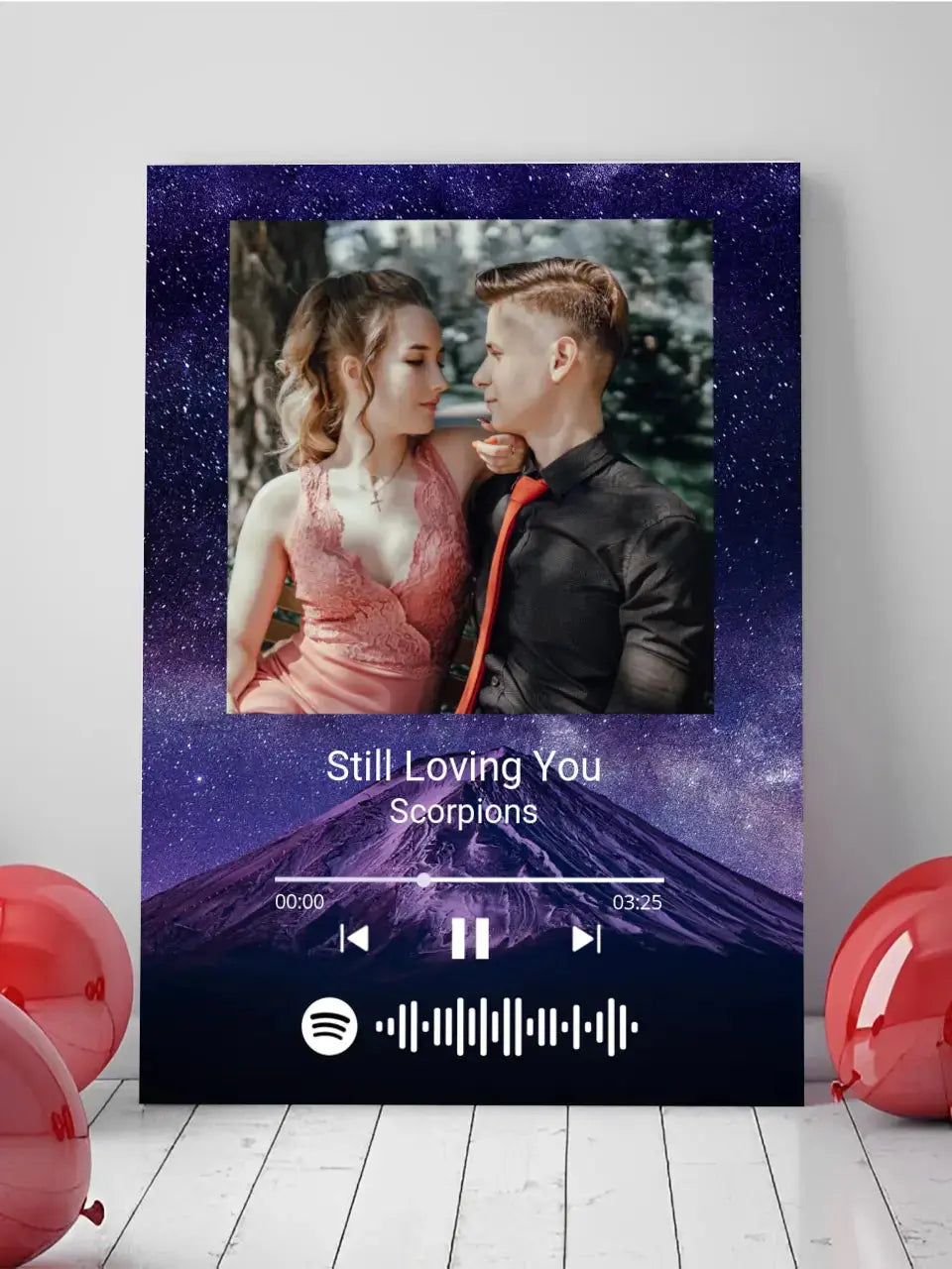 Personalizuotas Spotify muzikos grotuvas ant drobės su jūsų nuotrauka, daina ir spotify kodu Drobe - dovanokis.lt