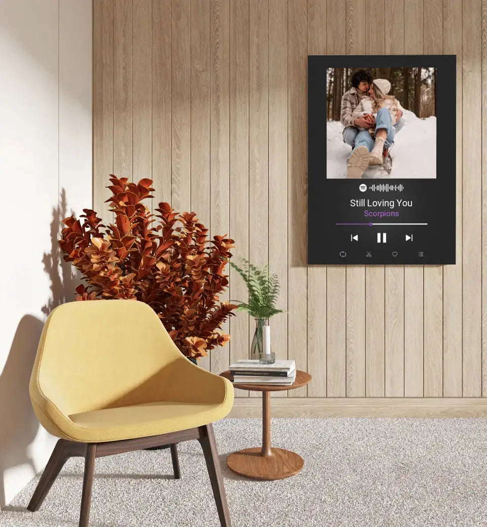 Personalizuotas Spotify muzikos grotuvas ant drobės su jūsų nuotrauka, daina ir spotify kodu Drobe - dovanokis.lt