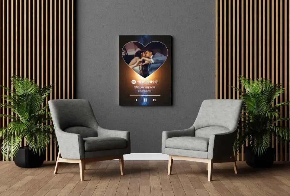 Personalizuotas Spotify muzikos grotuvas ant drobės su jūsų nuotrauka, daina ir spotify kodu Drobe - dovanokis.lt