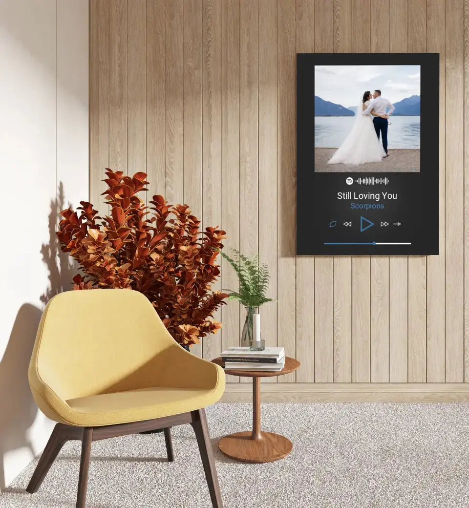 Personalizuotas Spotify muzikos grotuvas ant drobės su jūsų nuotrauka, daina ir spotify kodu Drobe - dovanokis.lt