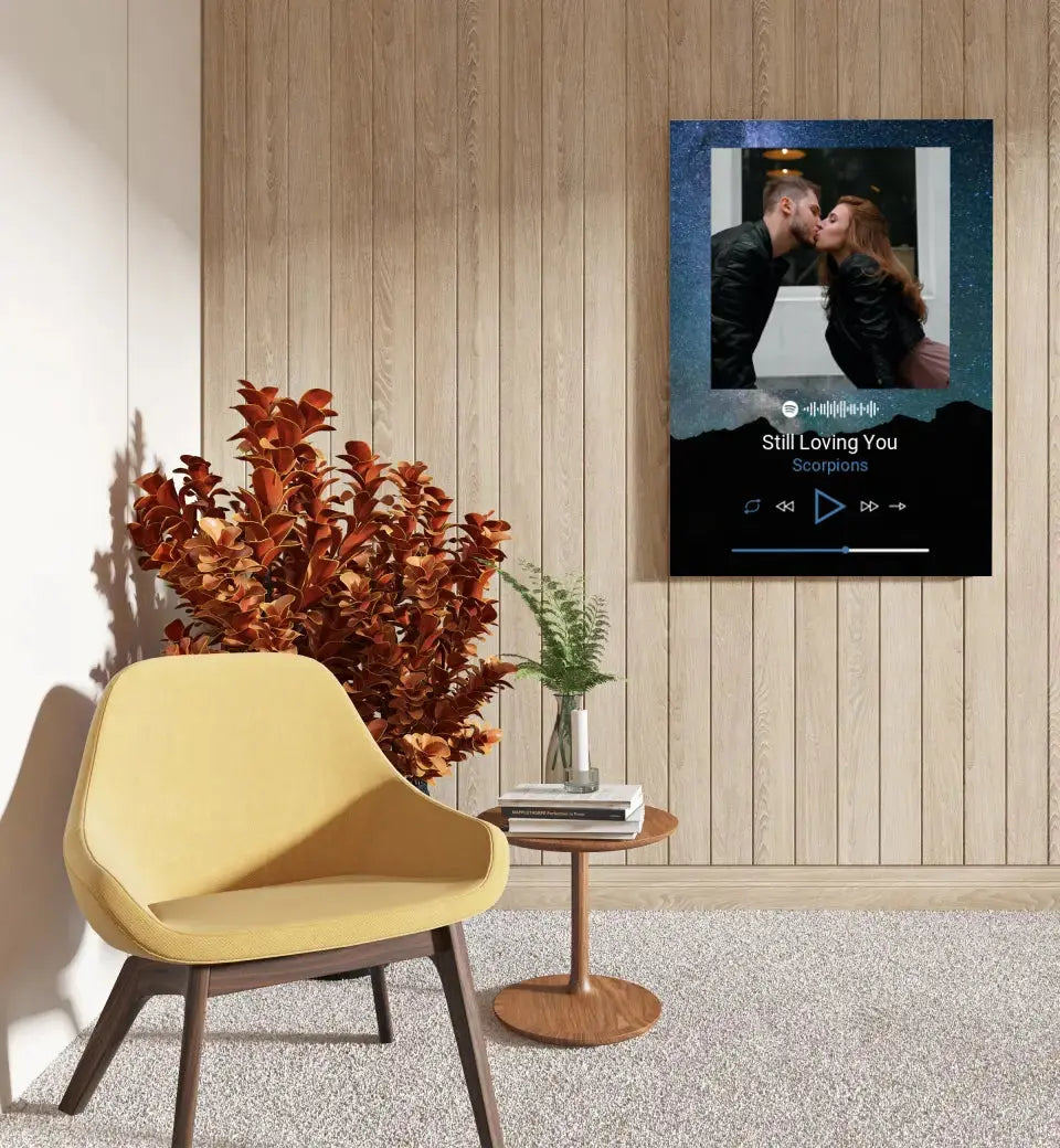 Personalizuotas Spotify muzikos grotuvas ant drobės su jūsų nuotrauka, daina ir spotify kodu Drobe - dovanokis.lt