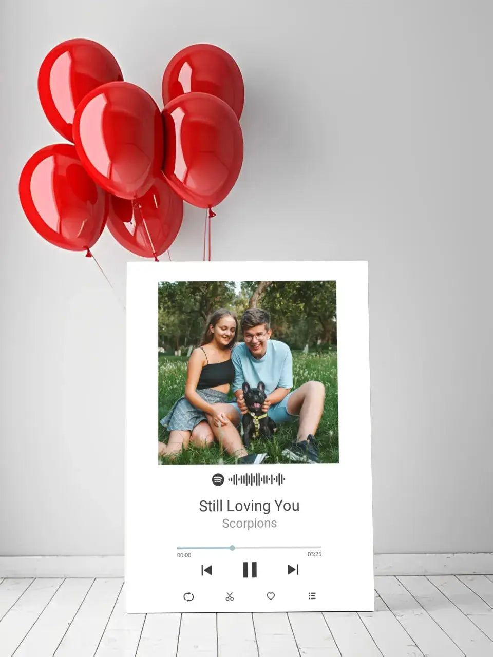 Personalizuotas Spotify muzikos grotuvas ant drobės su jūsų nuotrauka, daina ir spotify kodu Drobe - dovanokis.lt