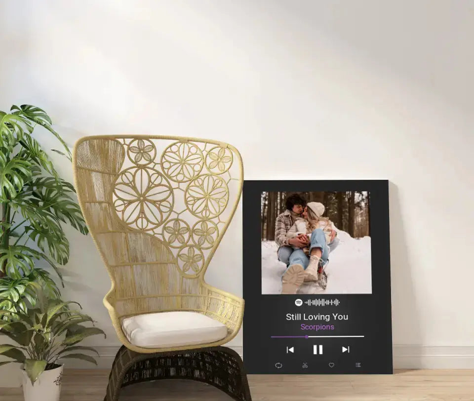 Personalizuotas Spotify muzikos grotuvas ant drobės su jūsų nuotrauka, daina ir spotify kodu Drobe - dovanokis.lt
