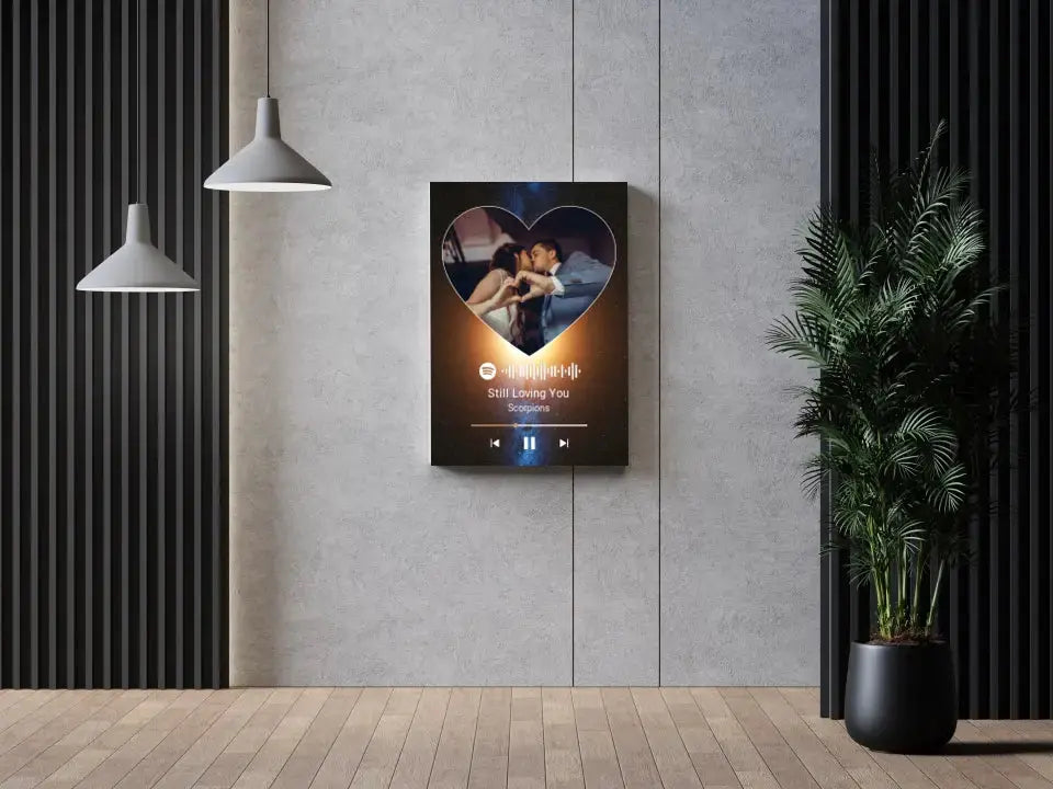 Personalizuotas Spotify muzikos grotuvas ant drobės su jūsų nuotrauka, daina ir spotify kodu Drobe - dovanokis.lt