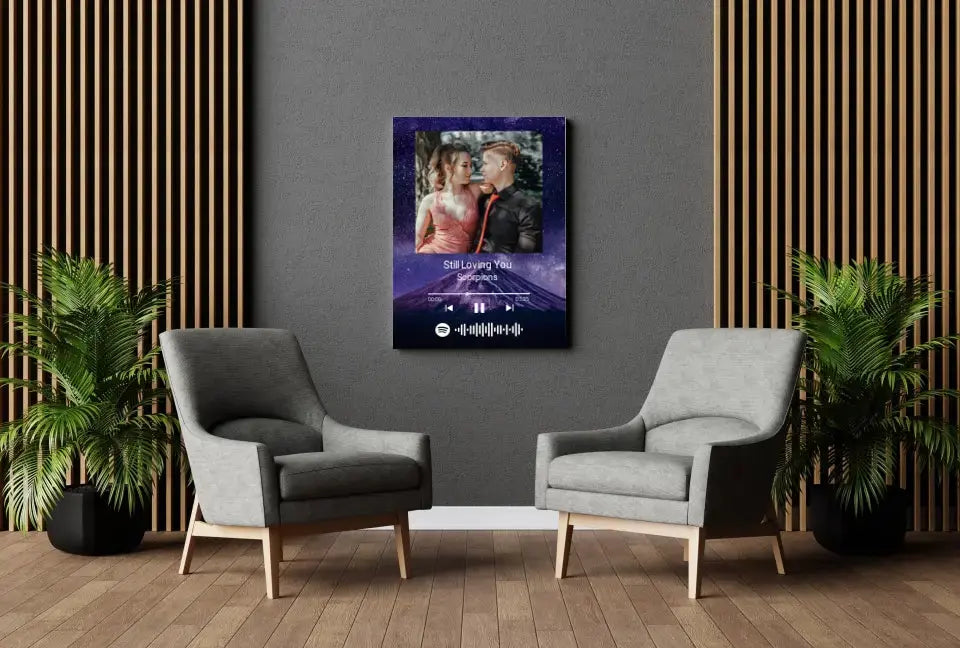 Personalizuotas Spotify muzikos grotuvas ant drobės su jūsų nuotrauka, daina ir spotify kodu Drobe - dovanokis.lt