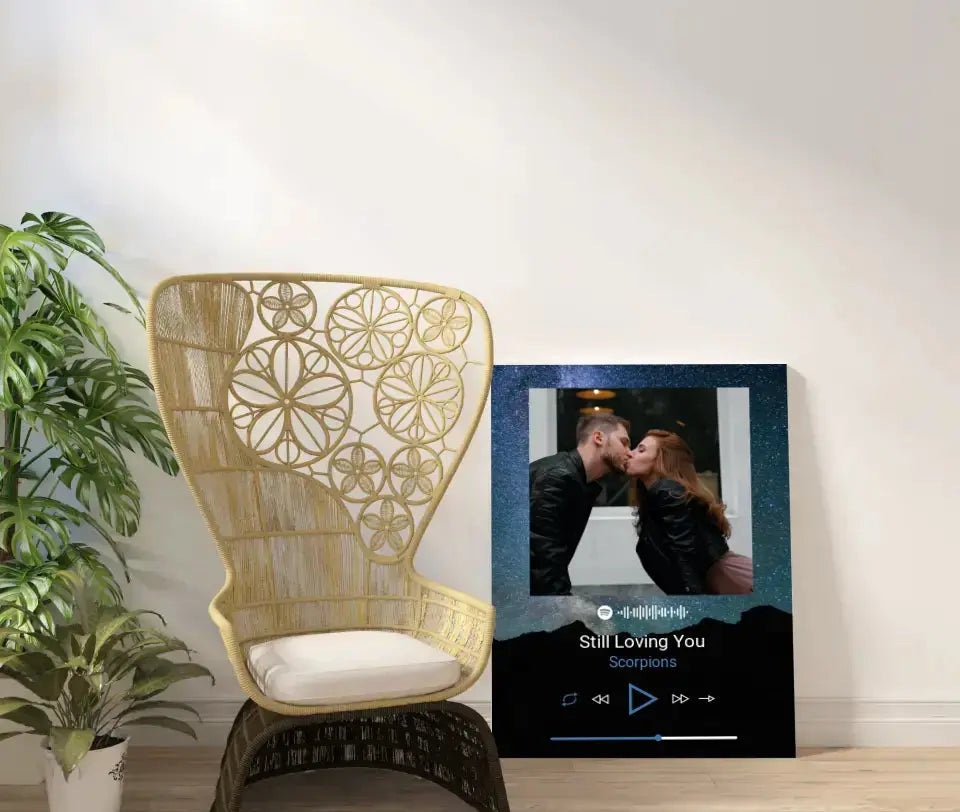 Personalizuotas Spotify muzikos grotuvas ant drobės su jūsų nuotrauka, daina ir spotify kodu Drobe - dovanokis.lt