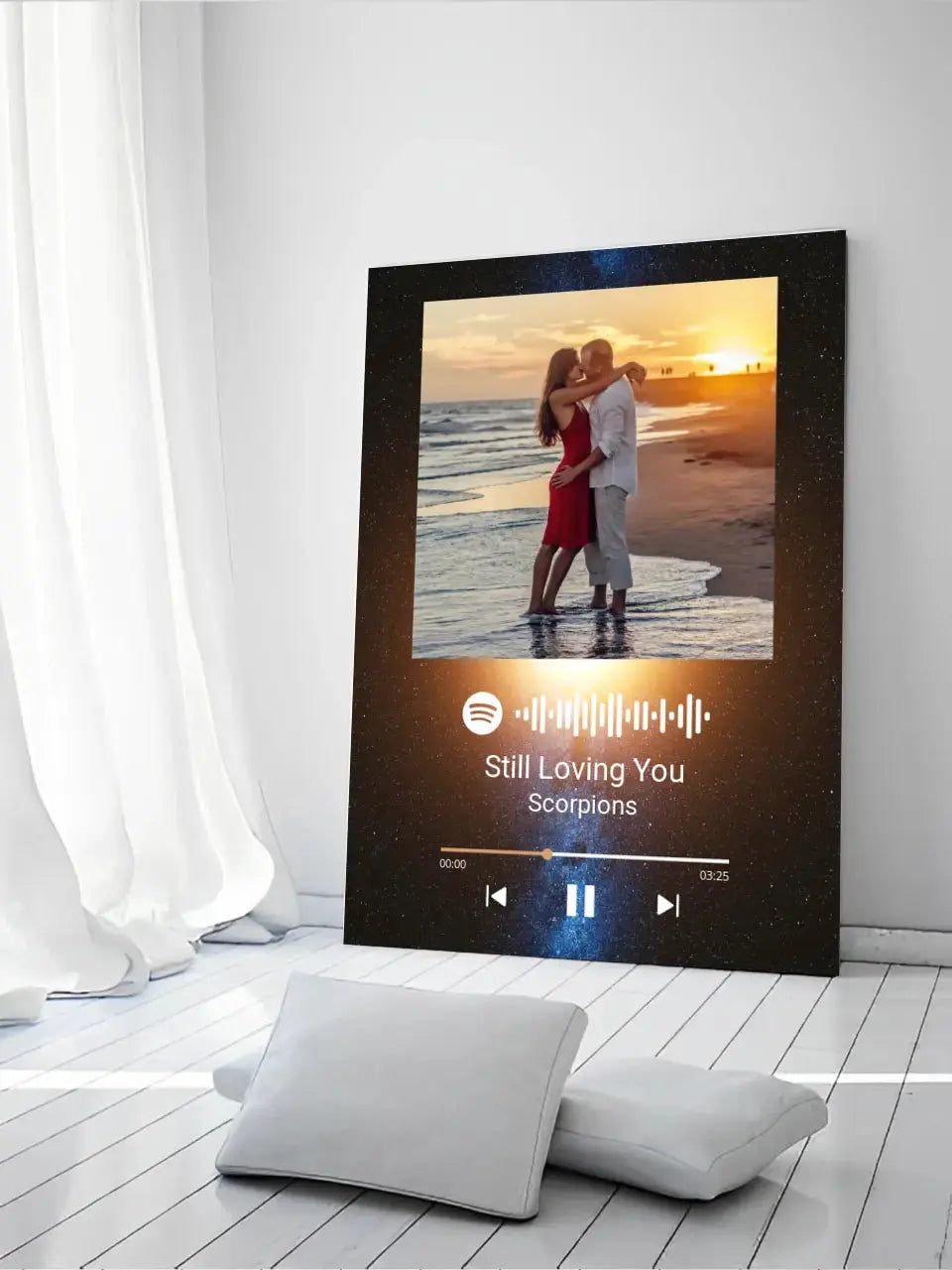 Personalizuotas Spotify muzikos grotuvas ant drobės su jūsų nuotrauka, daina ir spotify kodu Drobe - dovanokis.lt