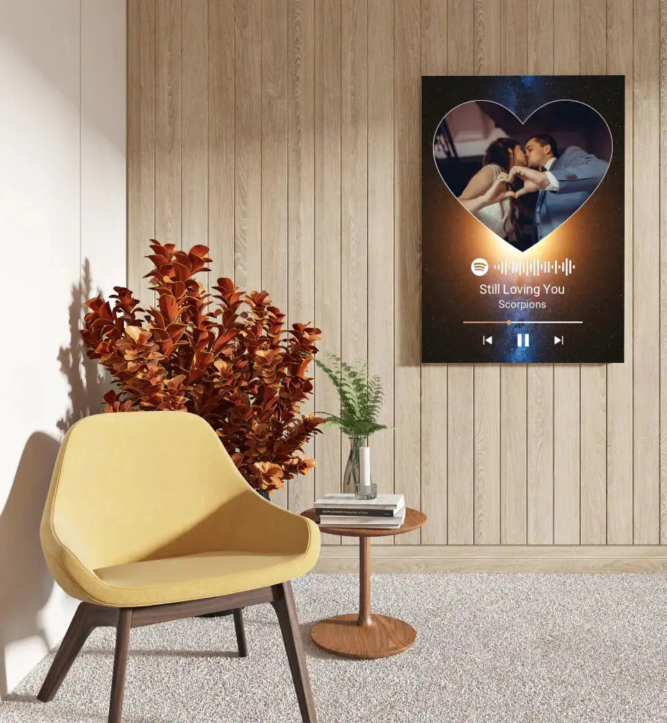 Personalizuotas Spotify muzikos grotuvas ant drobės su jūsų nuotrauka, daina ir spotify kodu Drobe - dovanokis.lt