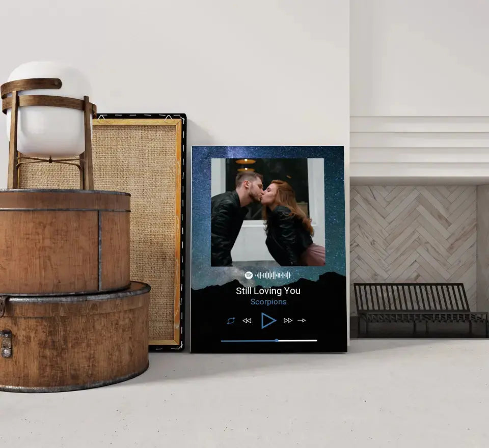 Personalizuotas Spotify muzikos grotuvas ant drobės su jūsų nuotrauka, daina ir spotify kodu Drobe - dovanokis.lt