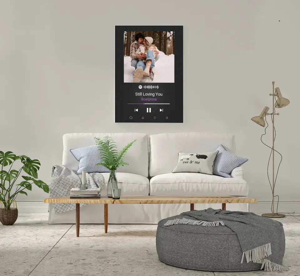 Personalizuotas Spotify muzikos grotuvas ant drobės su jūsų nuotrauka, daina ir spotify kodu Drobe - dovanokis.lt