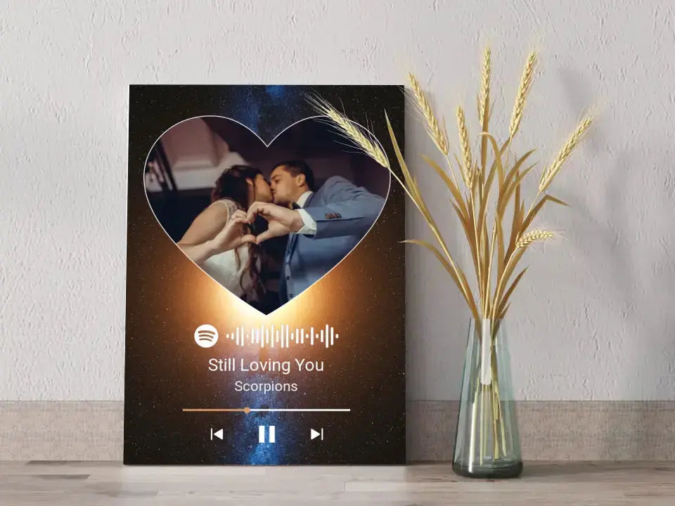 Personalizuotas Spotify muzikos grotuvas ant drobės su jūsų nuotrauka, daina ir spotify kodu Drobe - dovanokis.lt