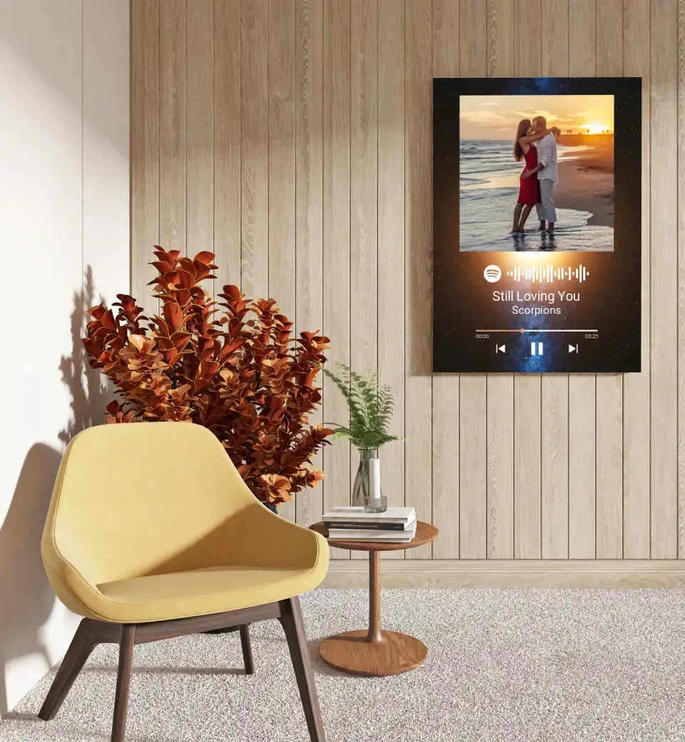 Personalizuotas Spotify muzikos grotuvas ant drobės su jūsų nuotrauka, daina ir spotify kodu Drobe - dovanokis.lt